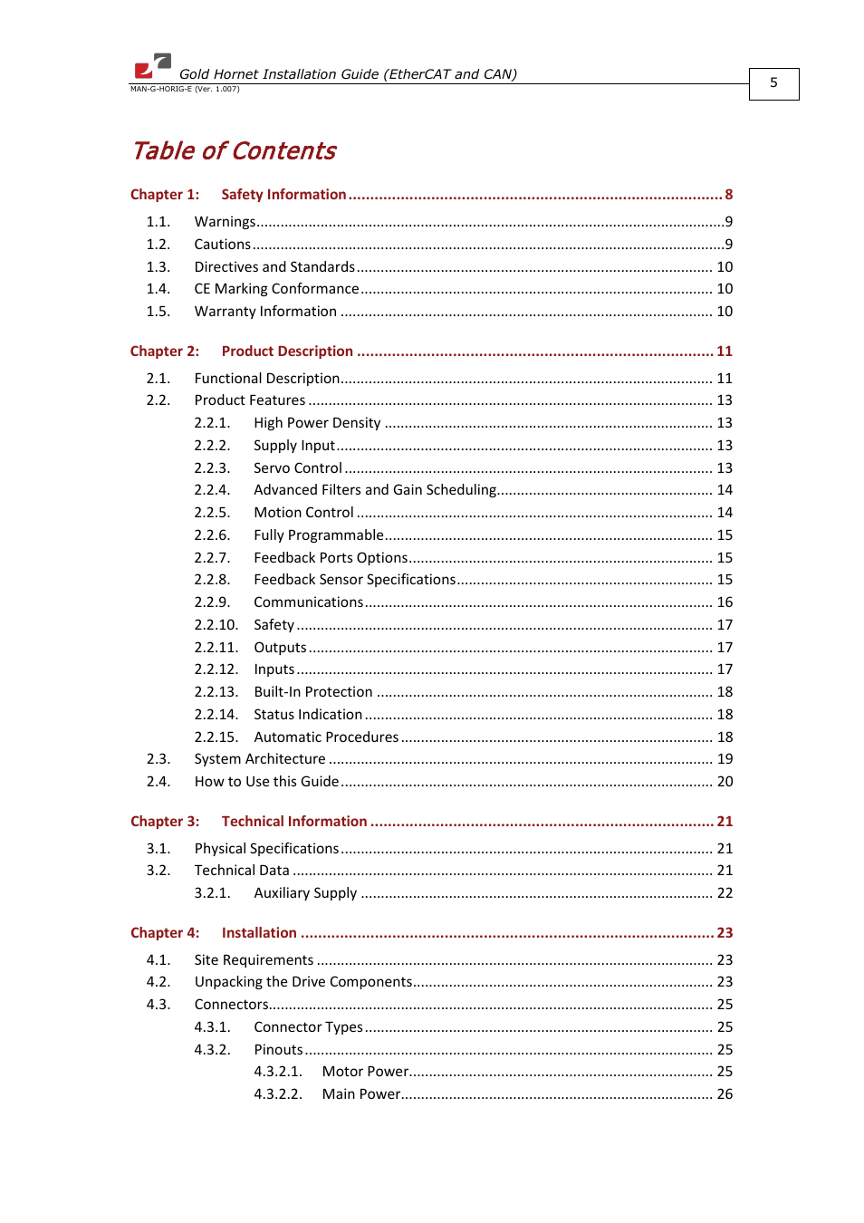 ElmoMC ExtrIQ Gold Line Servo Drives-Gold Hornet User Manual | Page 5 / 88