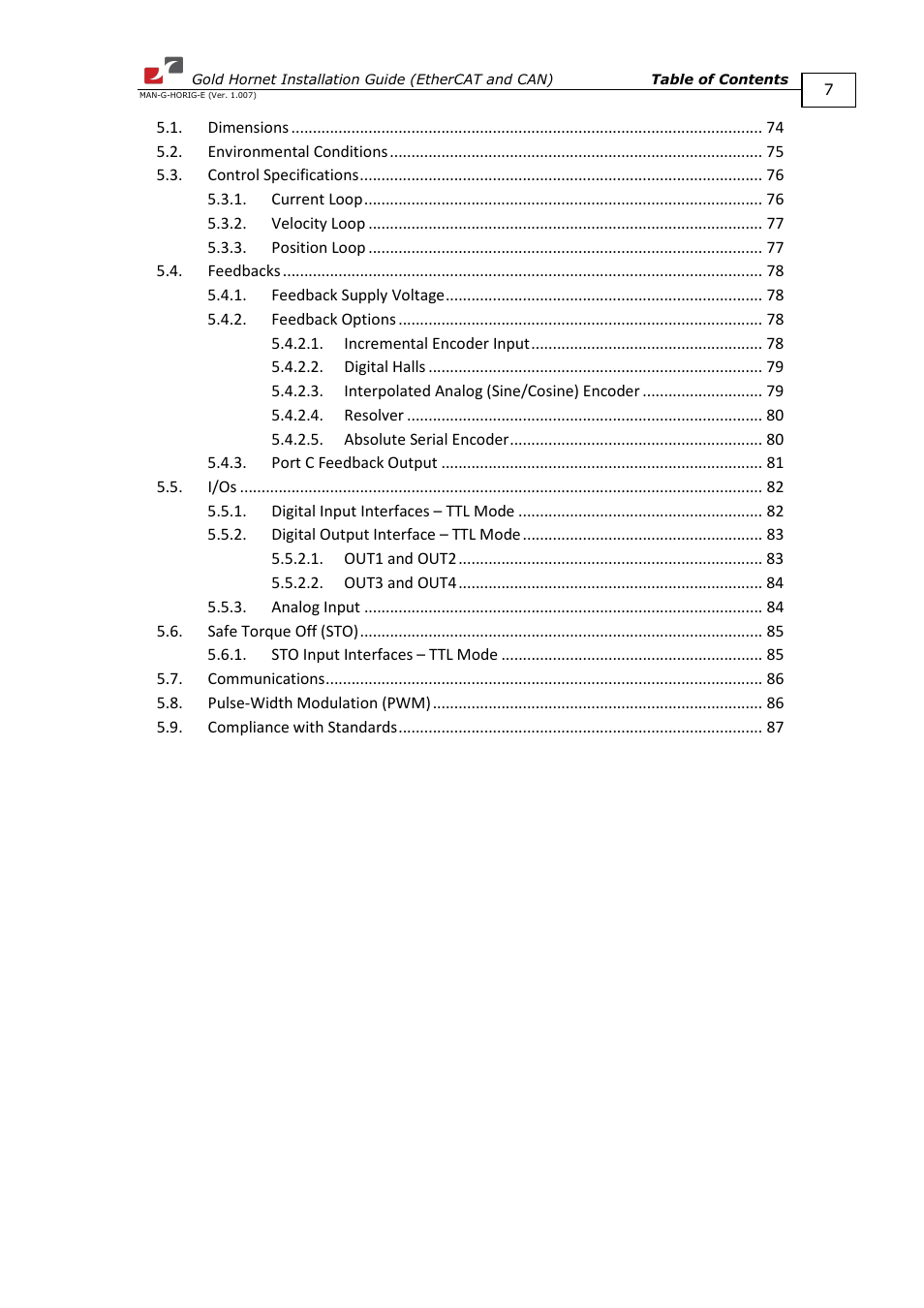 ElmoMC ExtrIQ Gold Line Servo Drives-Gold Hornet User Manual | Page 7 / 88