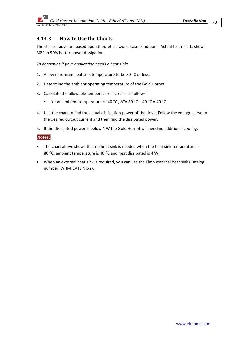 How to use the charts | ElmoMC ExtrIQ Gold Line Servo Drives-Gold Hornet User Manual | Page 73 / 88