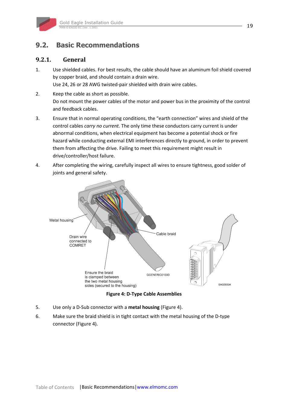 Basic recommendations, General | ElmoMC ExtrIQ Gold Line Servo Drives-Gold Eagle User Manual | Page 19 / 68