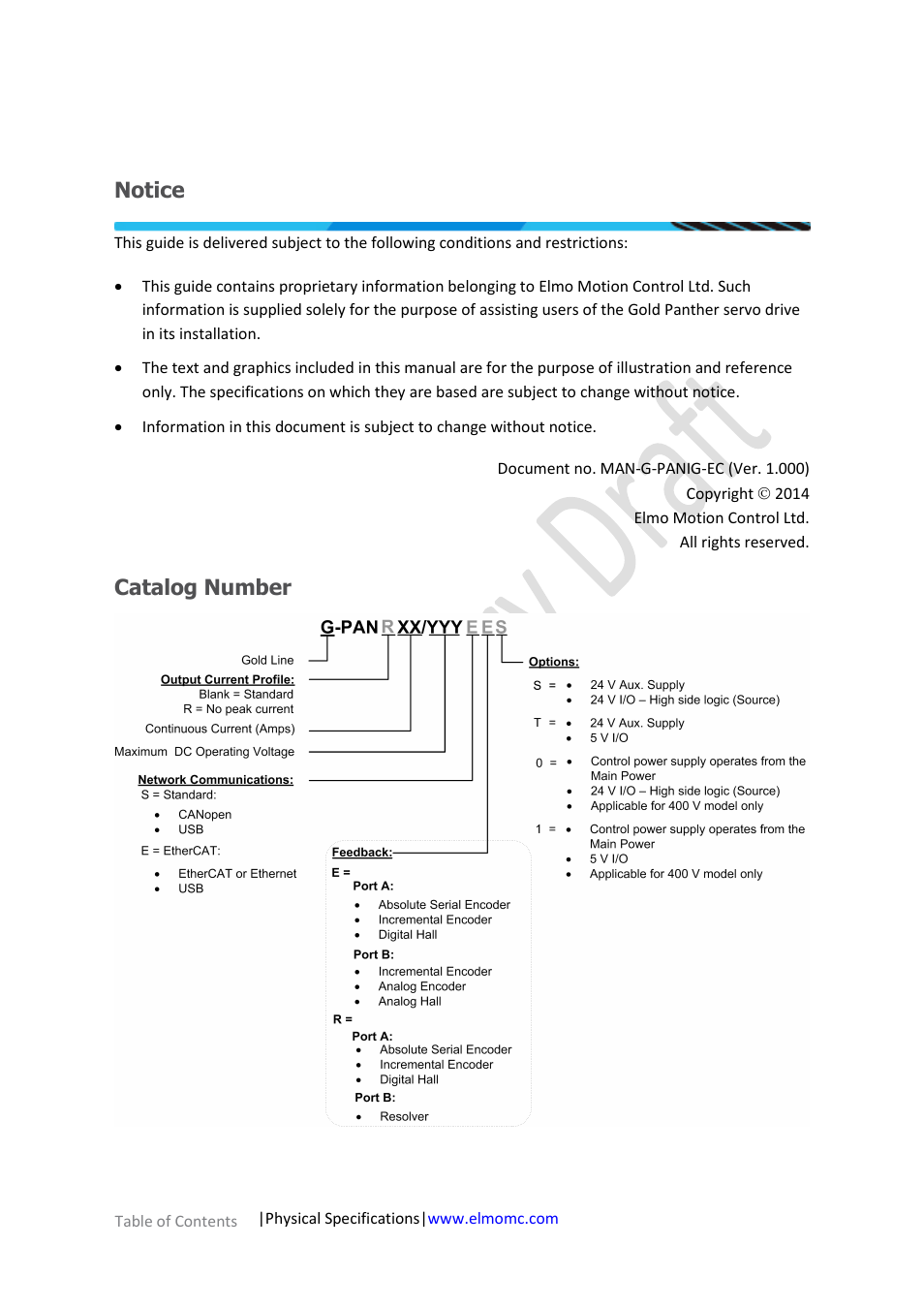 Notice, Catalog number | ElmoMC ExtrIQ Gold Line Servo Drives-Gold Panther User Manual | Page 2 / 64