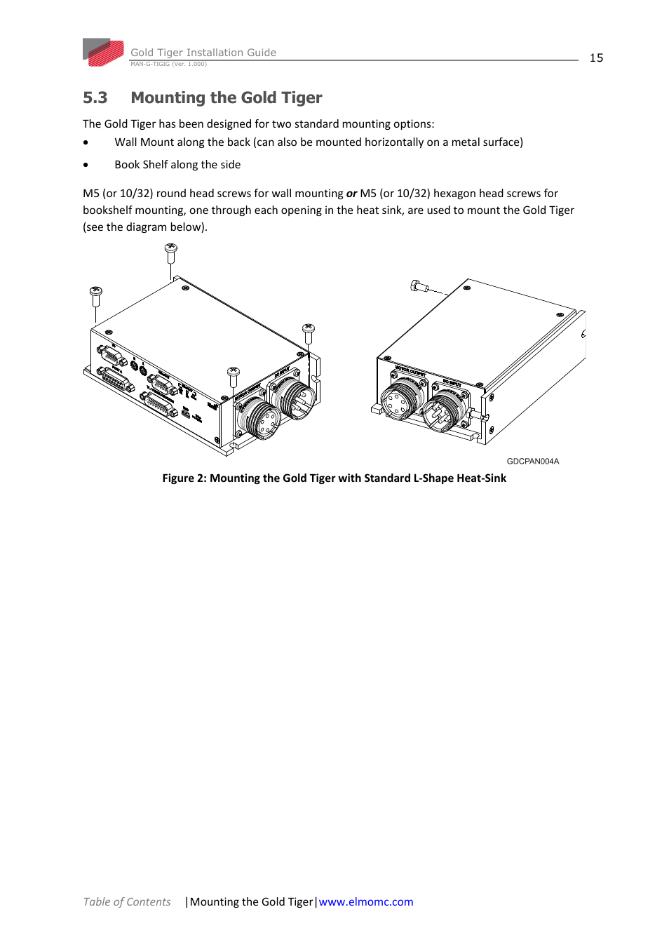 3 mounting the gold tiger, Mounting the gold tiger | ElmoMC ExtrIQ Gold Line Servo Drives-Gold Tiger User Manual | Page 15 / 64