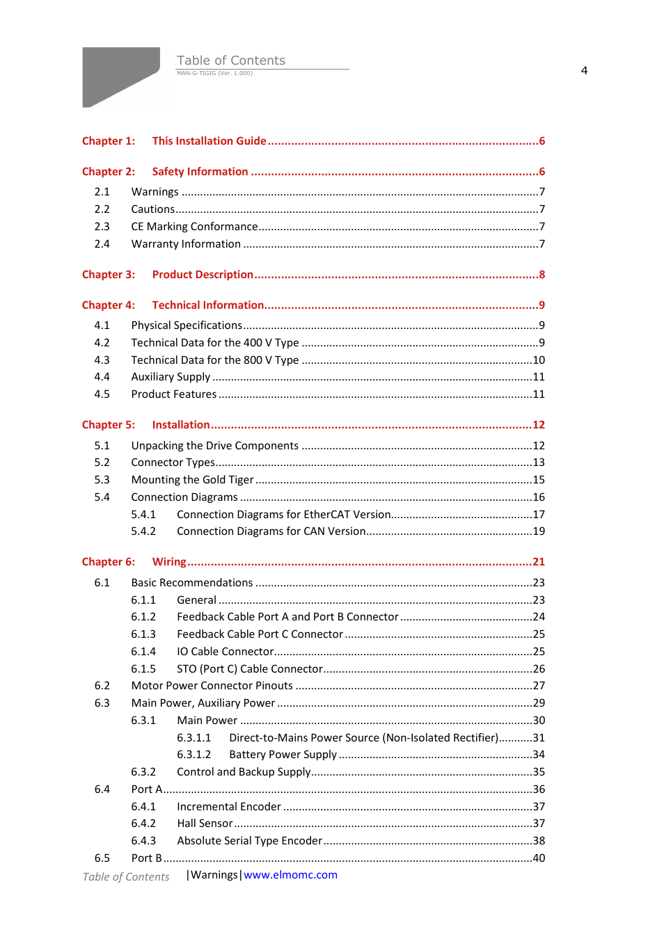 ElmoMC ExtrIQ Gold Line Servo Drives-Gold Tiger User Manual | Page 4 / 64