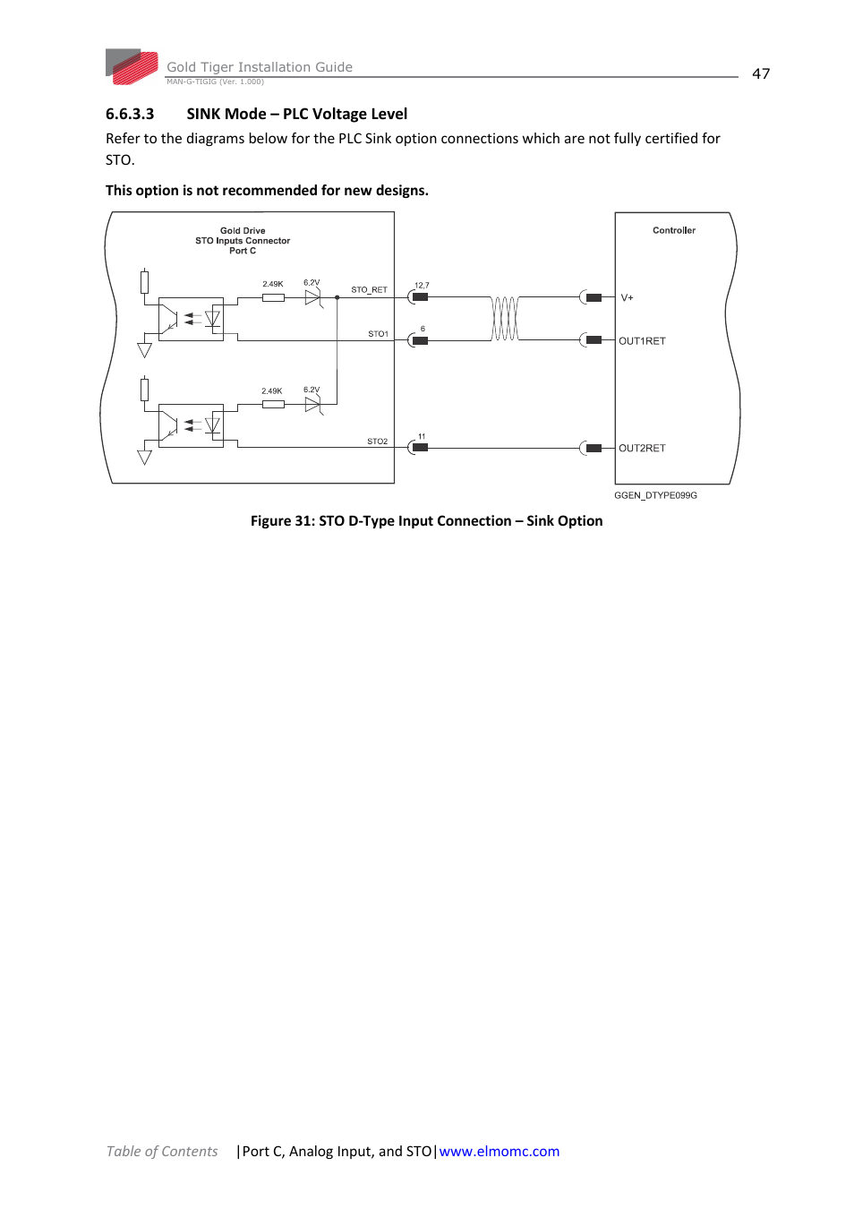 3 sink mode – plc voltage level | ElmoMC ExtrIQ Gold Line Servo Drives-Gold Tiger User Manual | Page 47 / 64