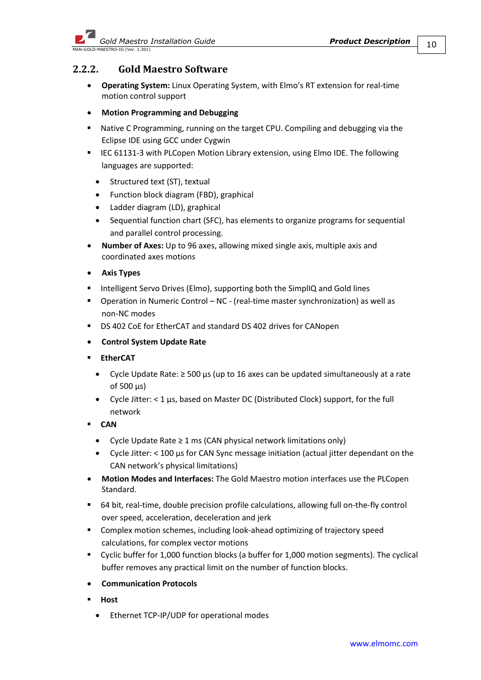Gold maestro software | ElmoMC Multi-Axis Motion Controller-Gold Maestro User Manual | Page 10 / 32