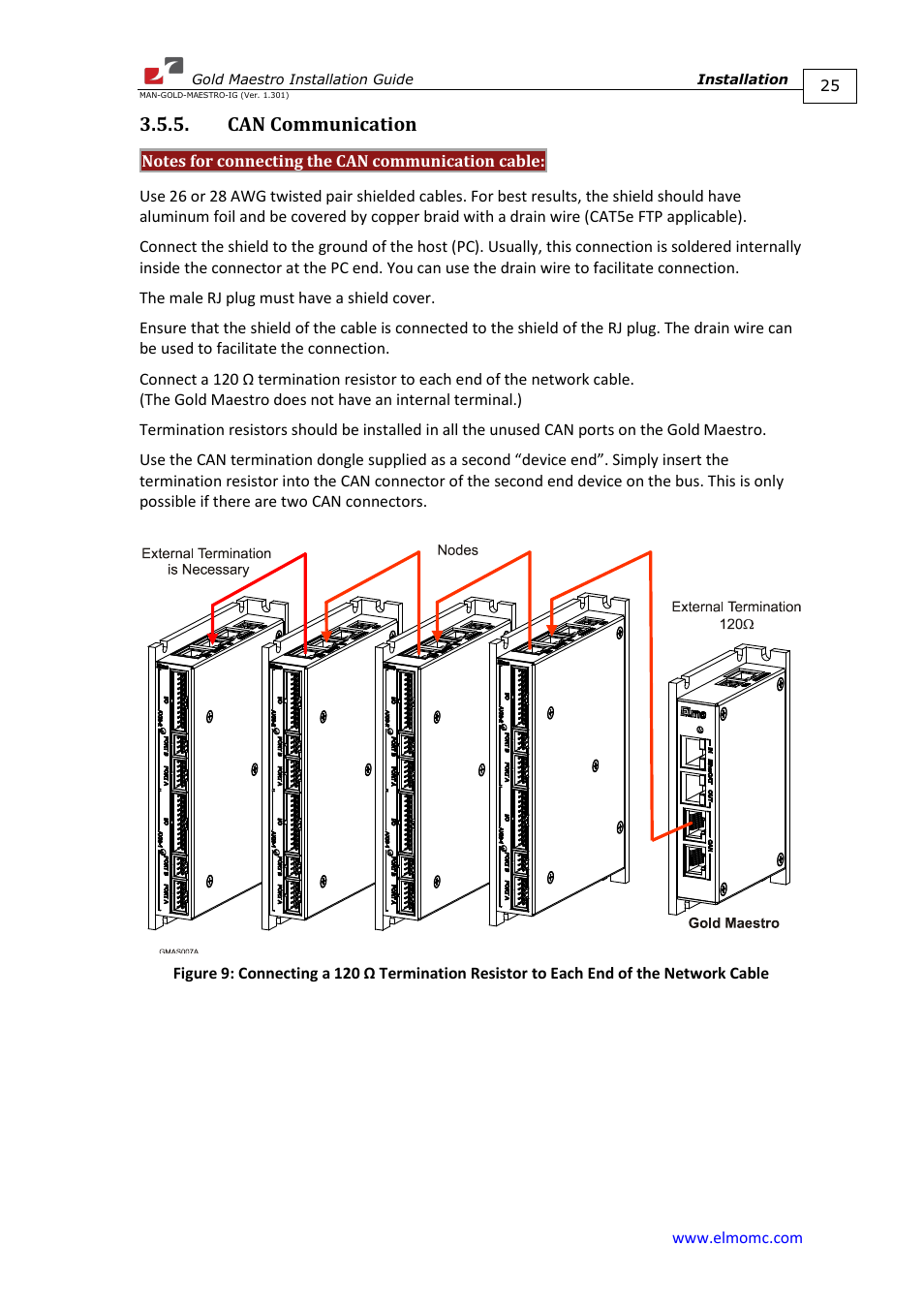 Can communication | ElmoMC Multi-Axis Motion Controller-Gold Maestro User Manual | Page 25 / 32