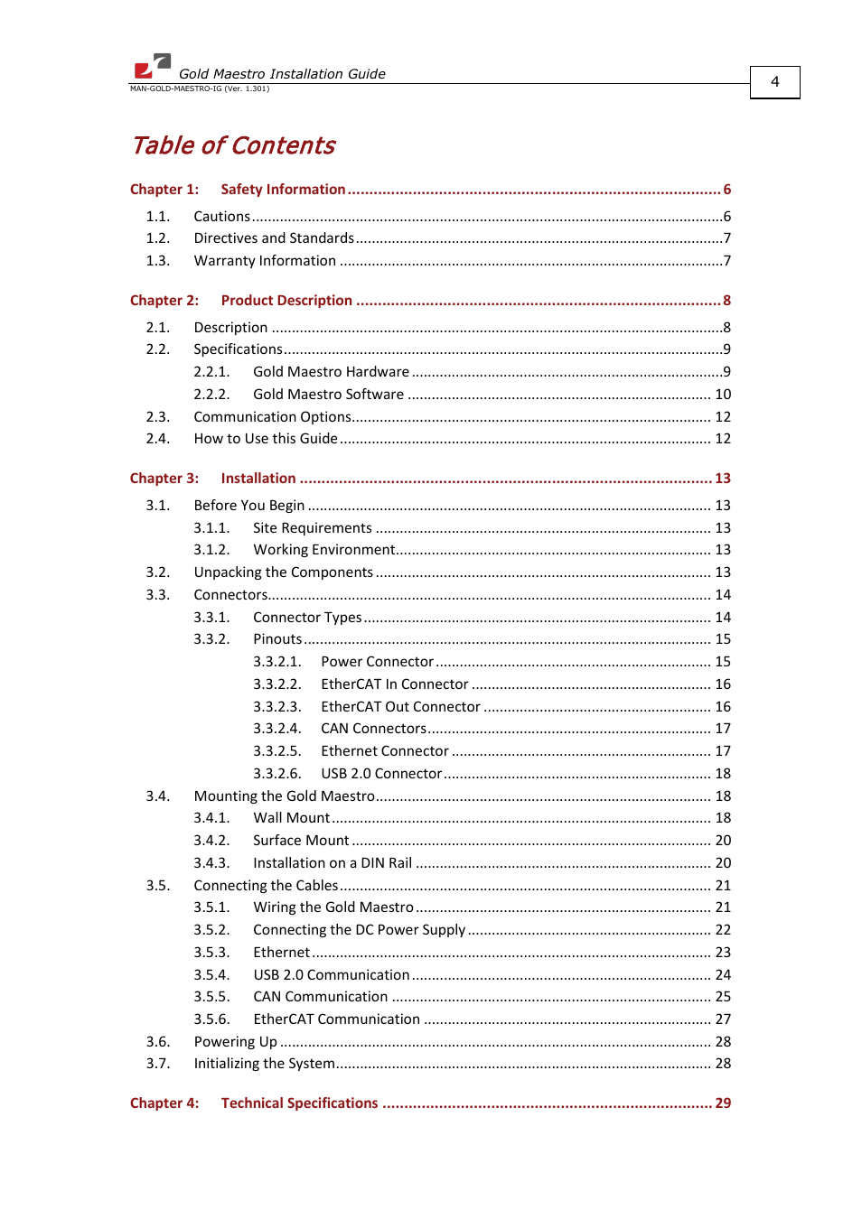 ElmoMC Multi-Axis Motion Controller-Gold Maestro User Manual | Page 4 / 32