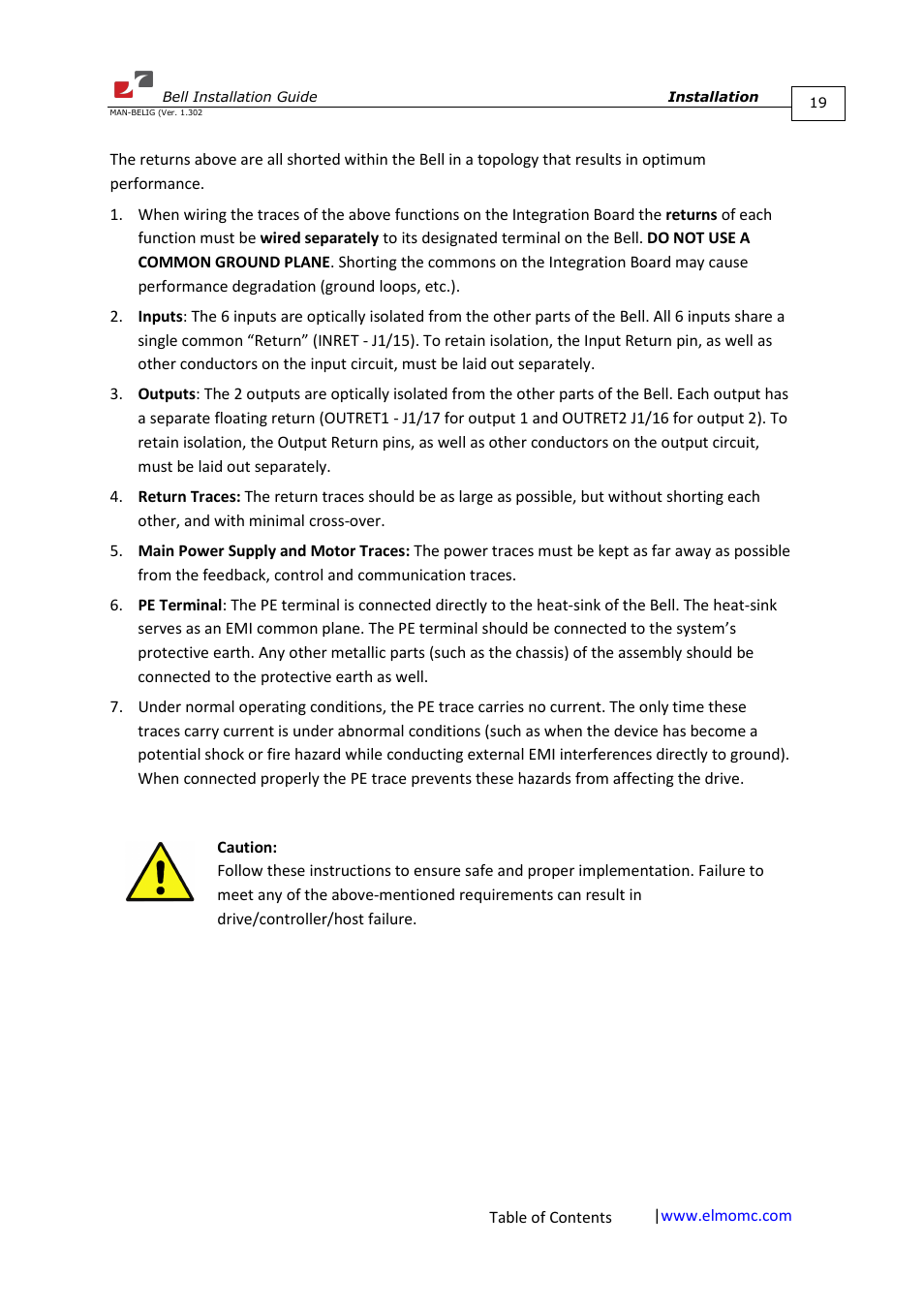 ElmoMC SimplIQ Digital Servo Drives-Bell Installation Guide User Manual | Page 19 / 57