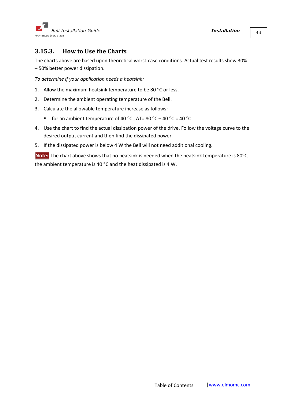 How to use the charts | ElmoMC SimplIQ Digital Servo Drives-Bell Installation Guide User Manual | Page 43 / 57