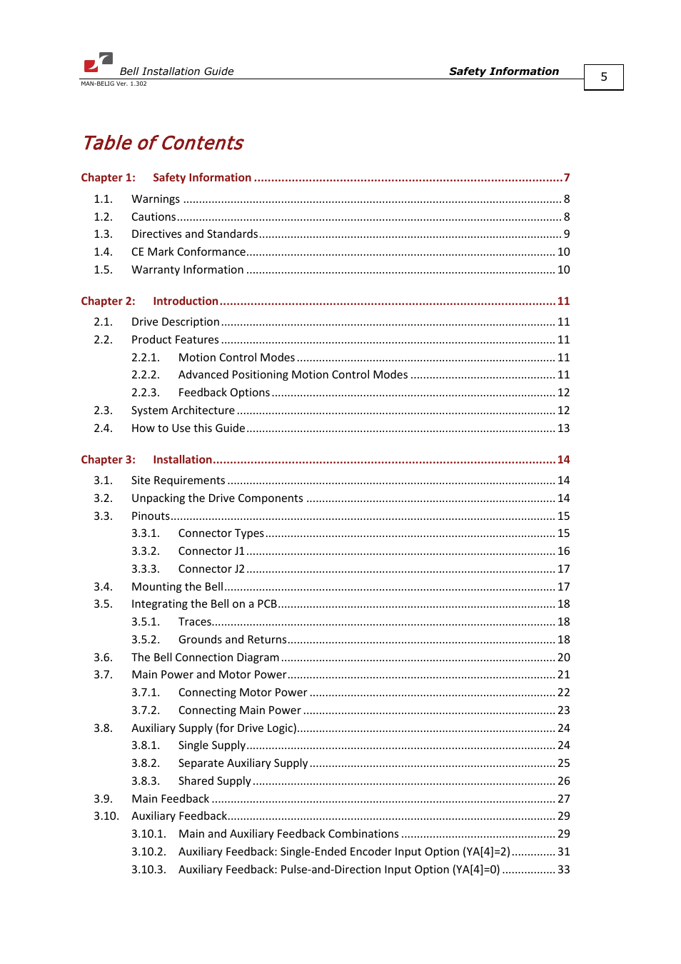 ElmoMC SimplIQ Digital Servo Drives-Bell Installation Guide User Manual | Page 5 / 57