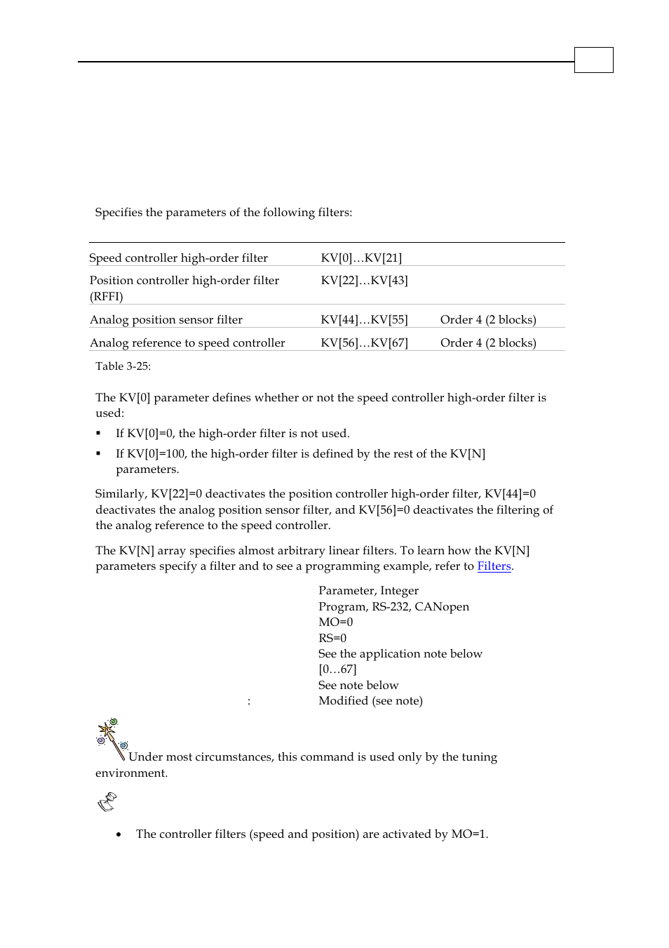 Kv[n] - high-order controller filter parameters | ElmoMC SimplIQ Digital Servo Drives-Bell Command Reference User Manual | Page 100 / 315