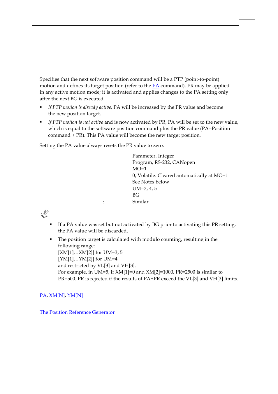 Pr - relative position | ElmoMC SimplIQ Digital Servo Drives-Bell Command Reference User Manual | Page 142 / 315