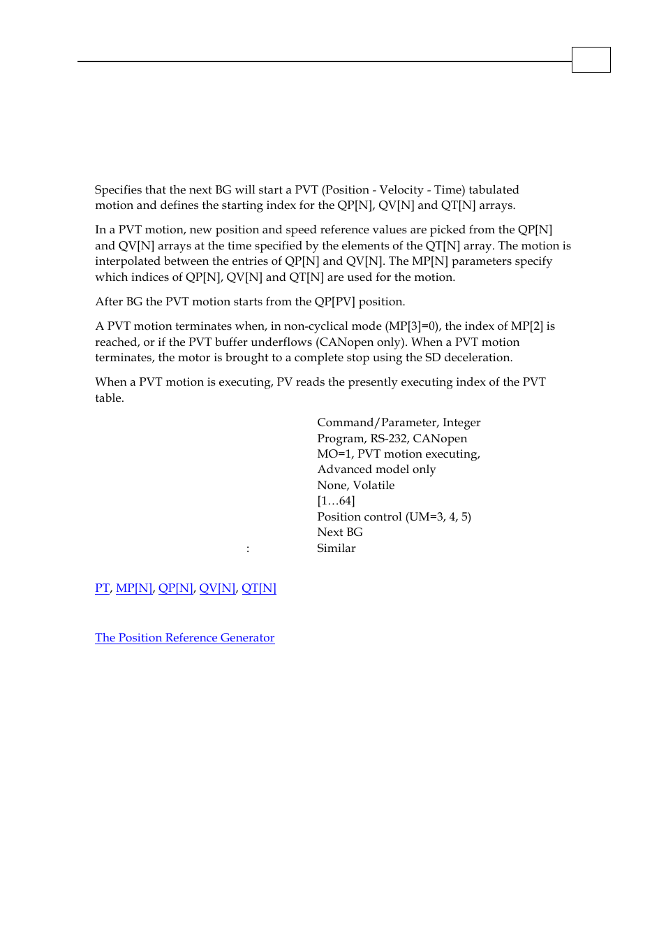 Pv - position velocity time command | ElmoMC SimplIQ Digital Servo Drives-Bell Command Reference User Manual | Page 145 / 315