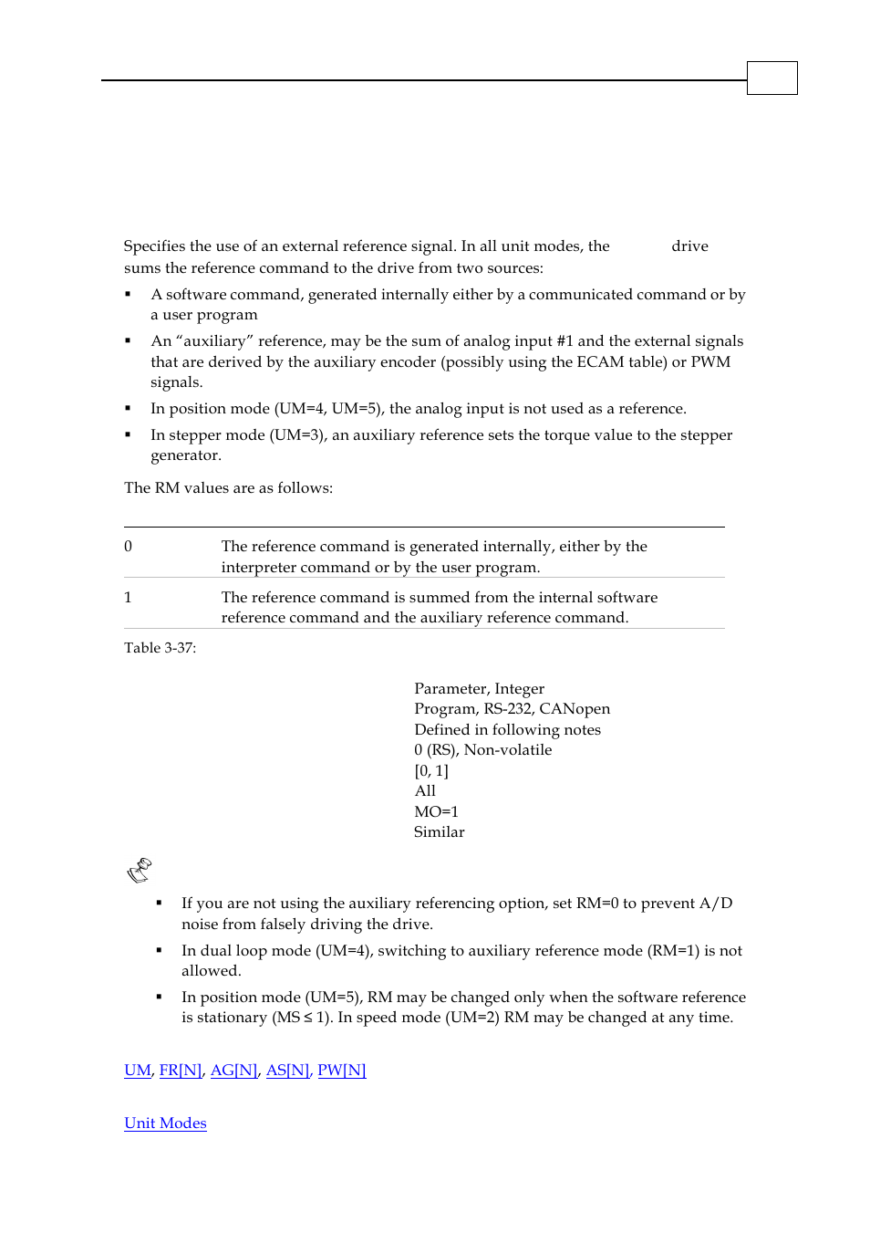 Rm - reference mode | ElmoMC SimplIQ Digital Servo Drives-Bell Command Reference User Manual | Page 153 / 315
