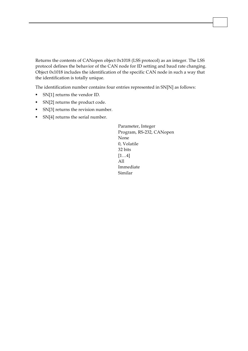 Sn - serial number | ElmoMC SimplIQ Digital Servo Drives-Bell Command Reference User Manual | Page 163 / 315