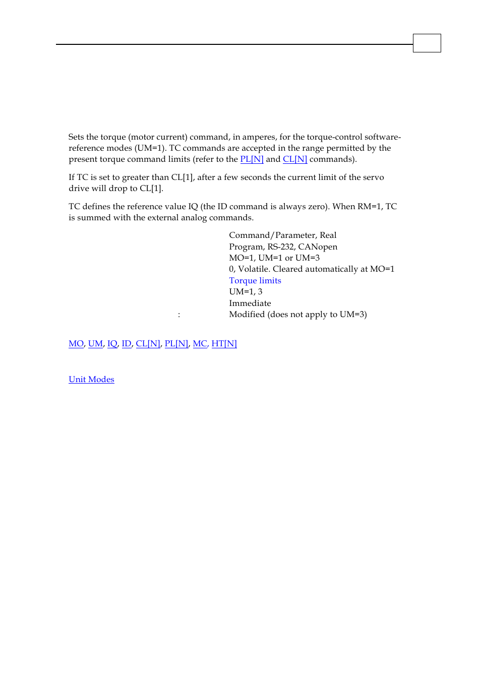 Tc - torque command | ElmoMC SimplIQ Digital Servo Drives-Bell Command Reference User Manual | Page 169 / 315