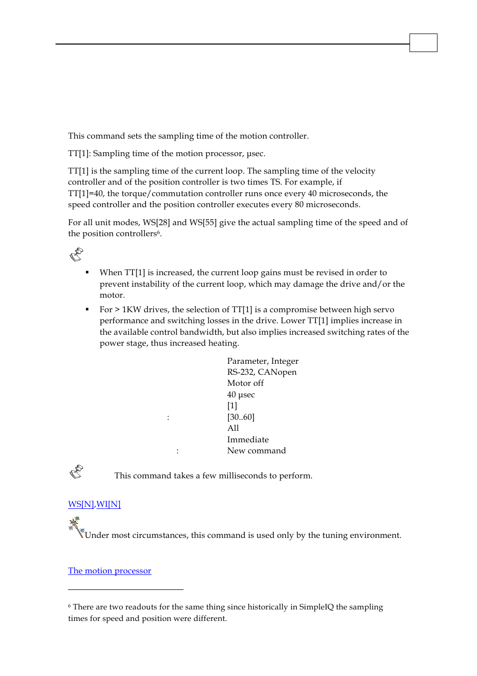 Tt[n] – motion processor sampling time | ElmoMC SimplIQ Digital Servo Drives-Bell Command Reference User Manual | Page 173 / 315