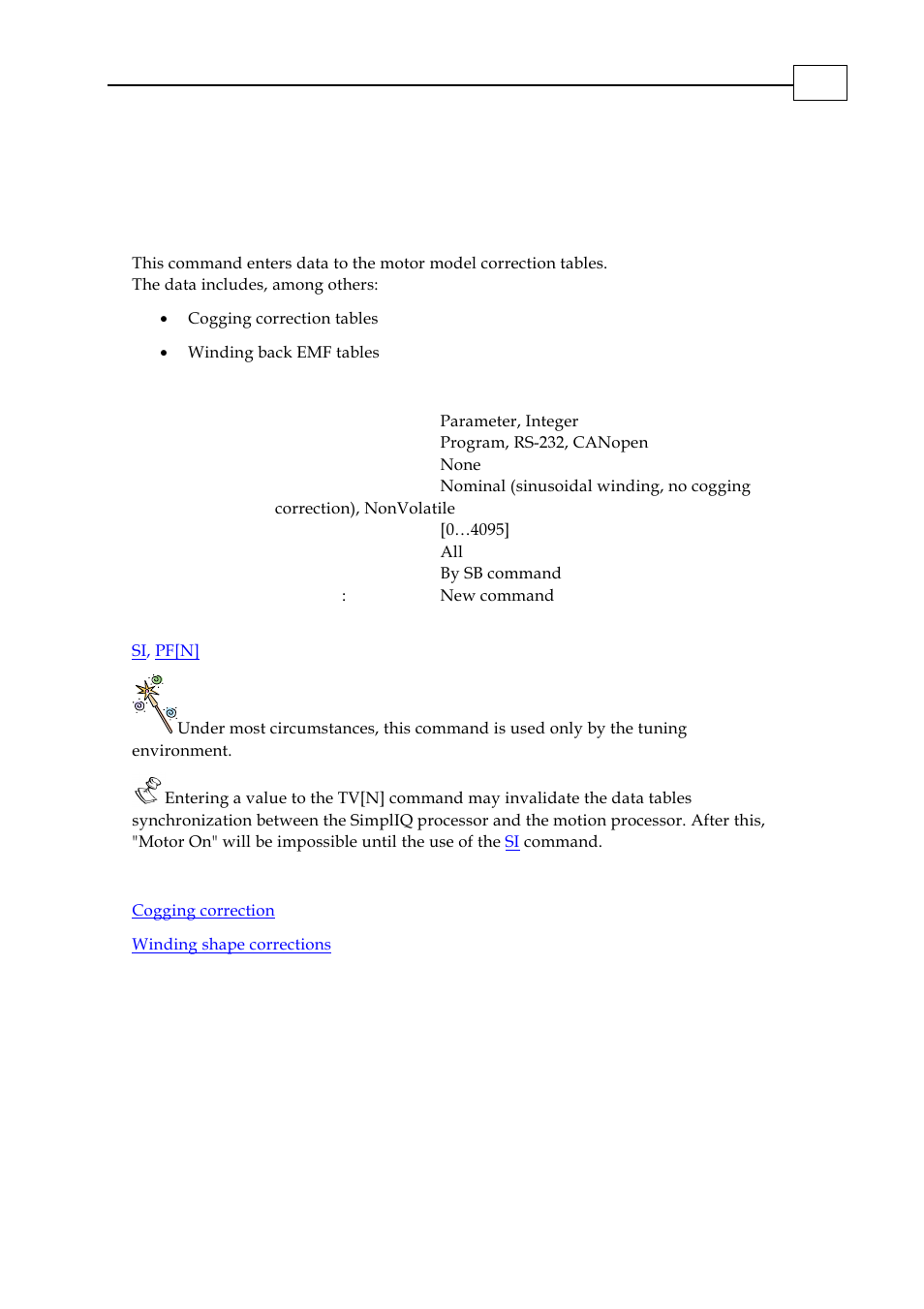 Tv[n] – motion processor tables | ElmoMC SimplIQ Digital Servo Drives-Bell Command Reference User Manual | Page 174 / 315