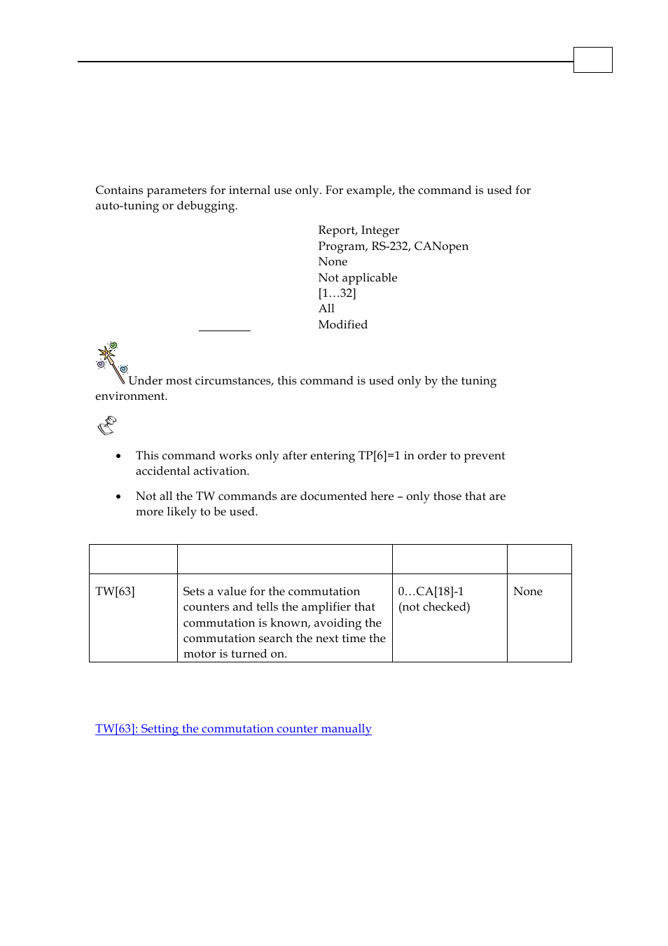 Tw[n] – wizard command | ElmoMC SimplIQ Digital Servo Drives-Bell Command Reference User Manual | Page 175 / 315