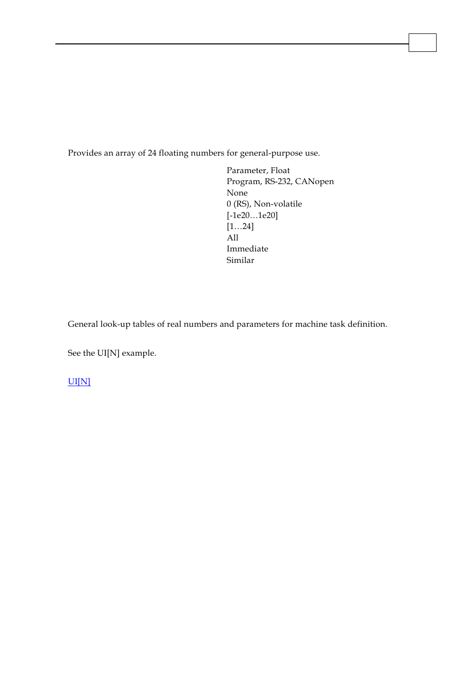 Uf[n] – user float array | ElmoMC SimplIQ Digital Servo Drives-Bell Command Reference User Manual | Page 176 / 315