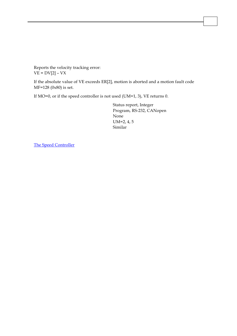 Ve - velocity error | ElmoMC SimplIQ Digital Servo Drives-Bell Command Reference User Manual | Page 181 / 315