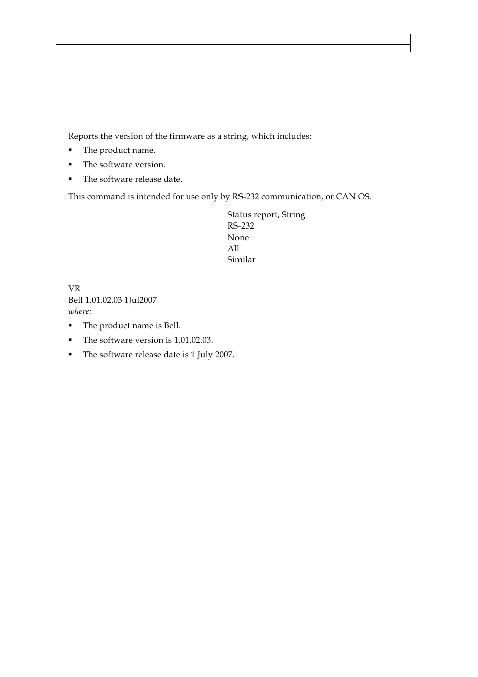 Vr - firmware version | ElmoMC SimplIQ Digital Servo Drives-Bell Command Reference User Manual | Page 183 / 315