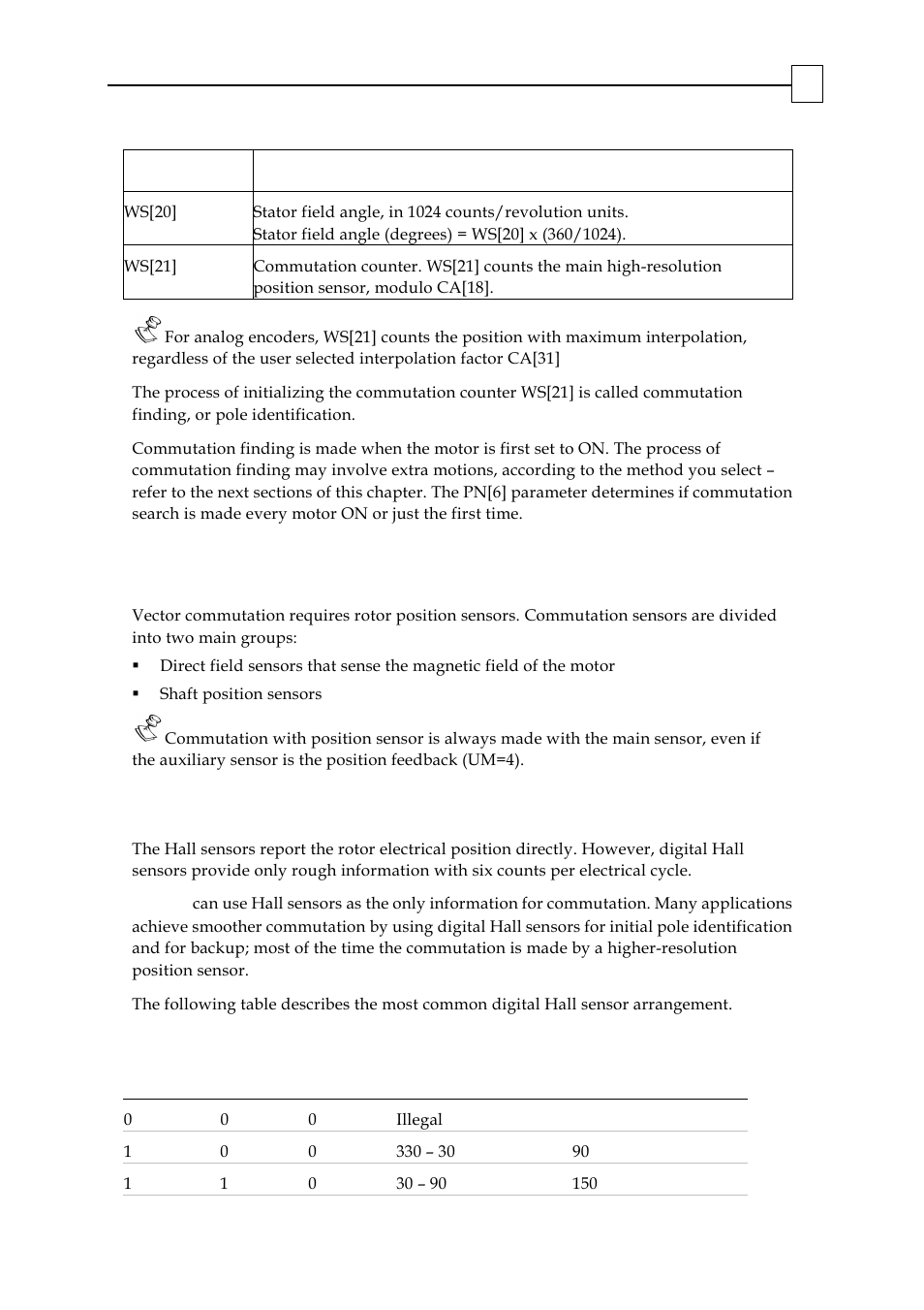 Commutation sensors, Hall sensors, 1 hall sensors | ElmoMC SimplIQ Digital Servo Drives-Bell Command Reference User Manual | Page 223 / 315