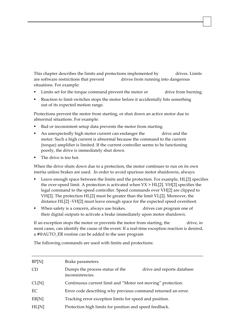 Limits, protections, faults and diagnosis | ElmoMC SimplIQ Digital Servo Drives-Bell Command Reference User Manual | Page 231 / 315