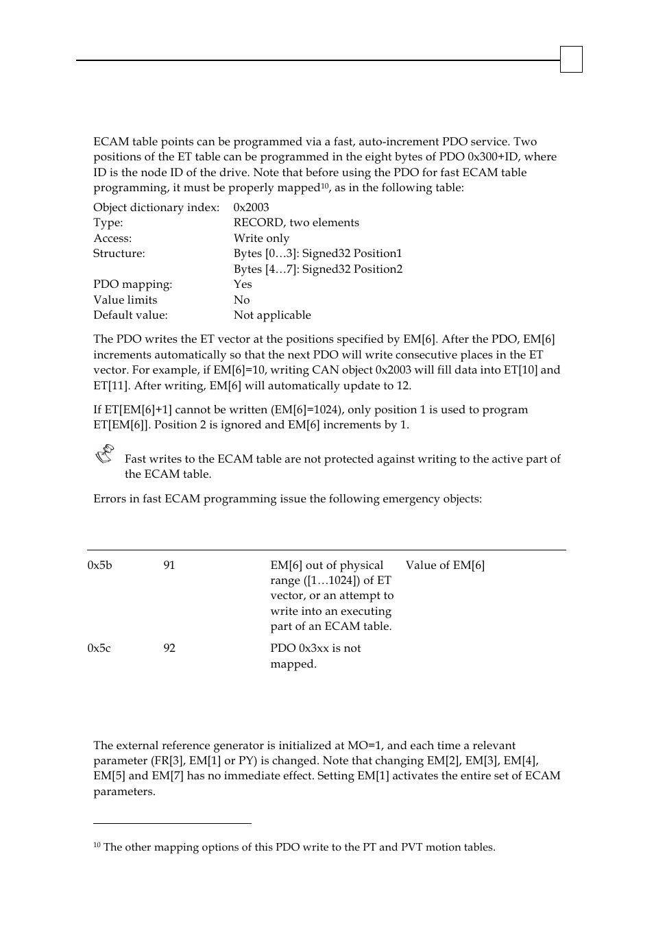 Fast ecam programming using can, 4 fast ecam programming using can | ElmoMC SimplIQ Digital Servo Drives-Bell Command Reference User Manual | Page 275 / 315