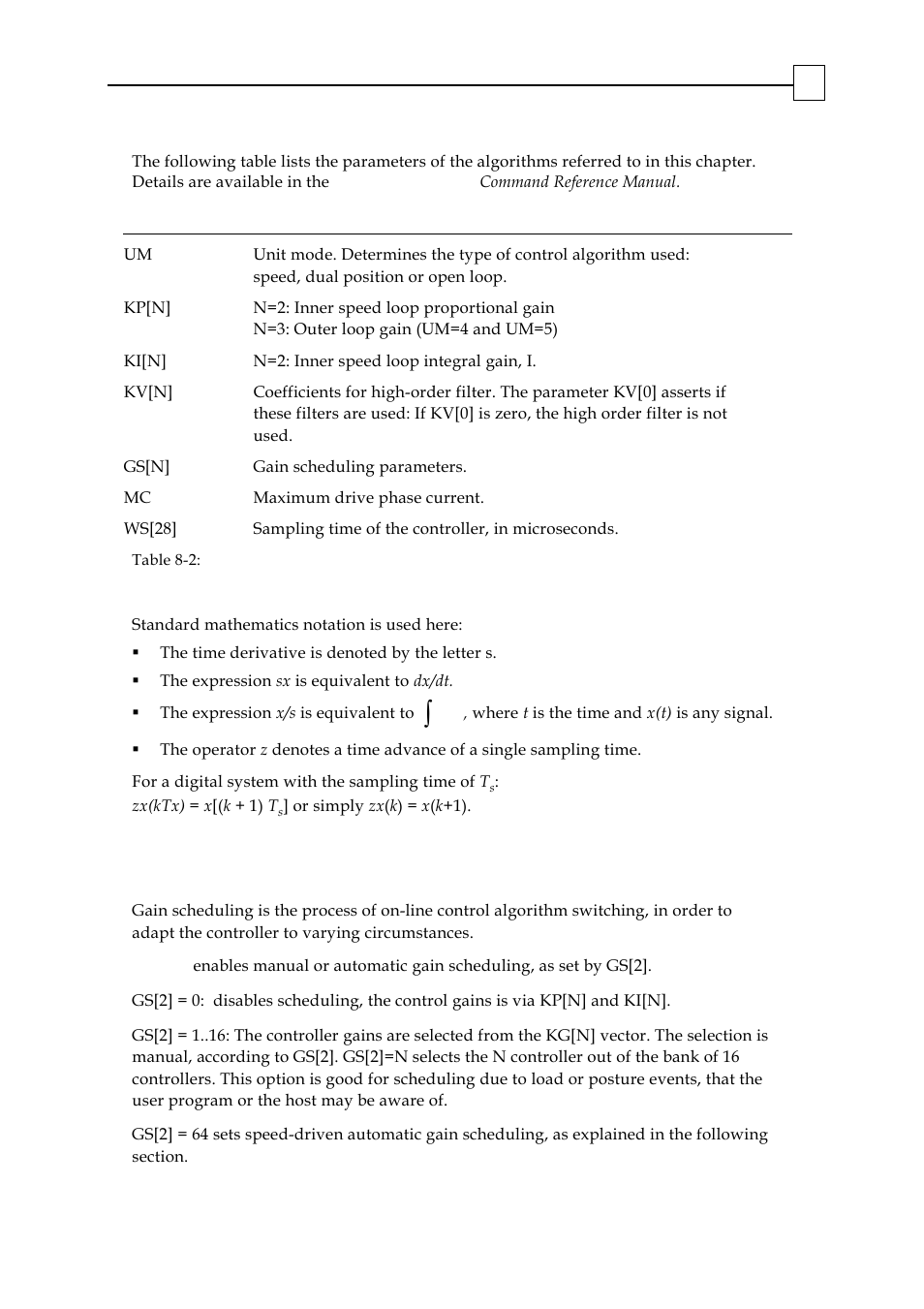 Gain scheduling | ElmoMC SimplIQ Digital Servo Drives-Bell Command Reference User Manual | Page 290 / 315