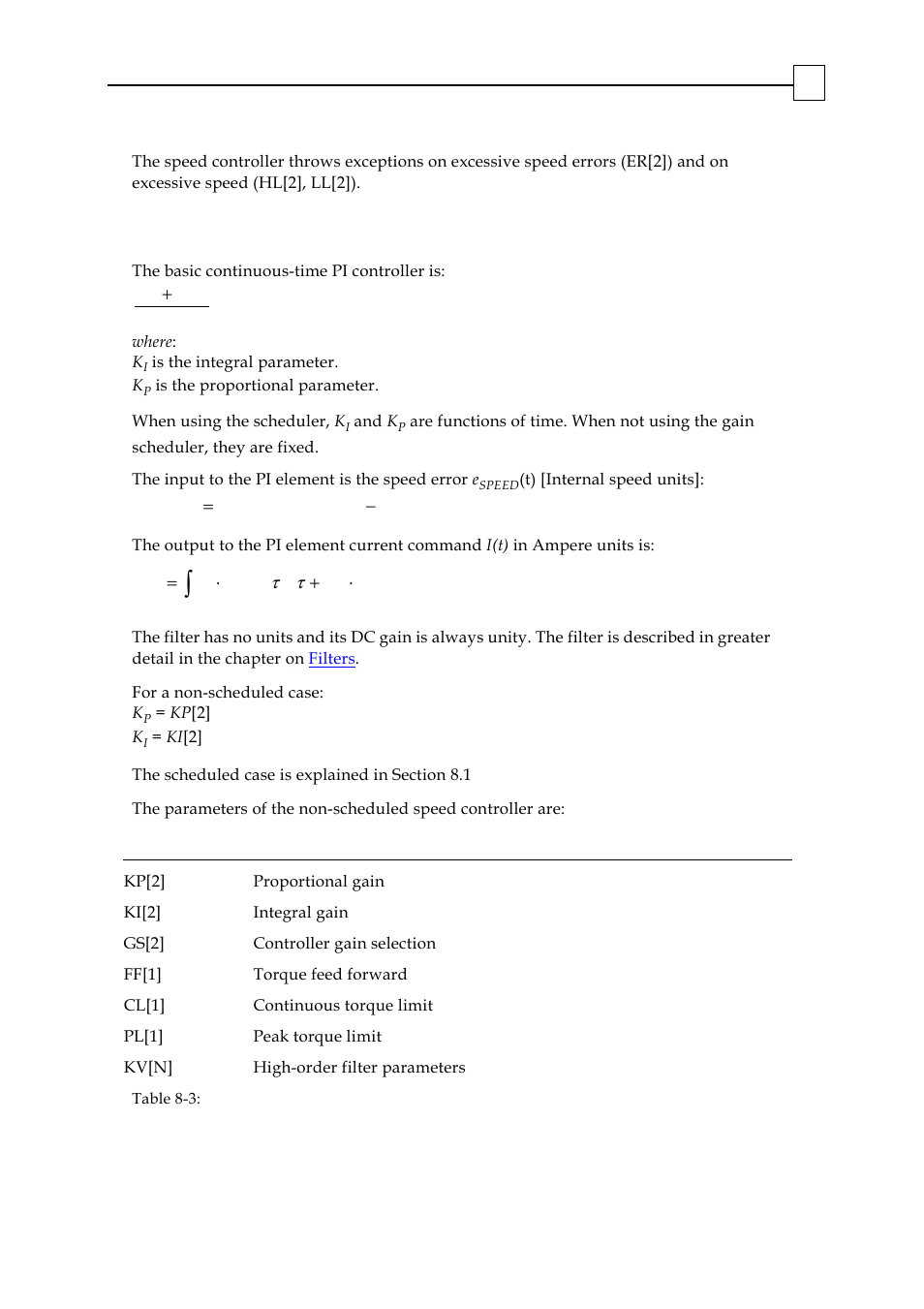 Speed controller parameters, 2 speed controller parameters | ElmoMC SimplIQ Digital Servo Drives-Bell Command Reference User Manual | Page 293 / 315