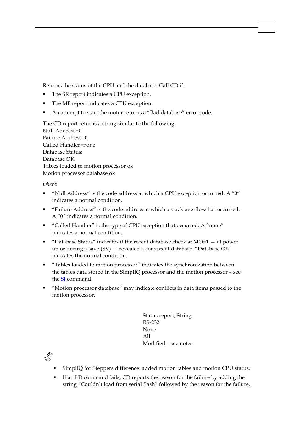 Cd - cpu dump | ElmoMC SimplIQ Digital Servo Drives-Bell Command Reference User Manual | Page 41 / 315