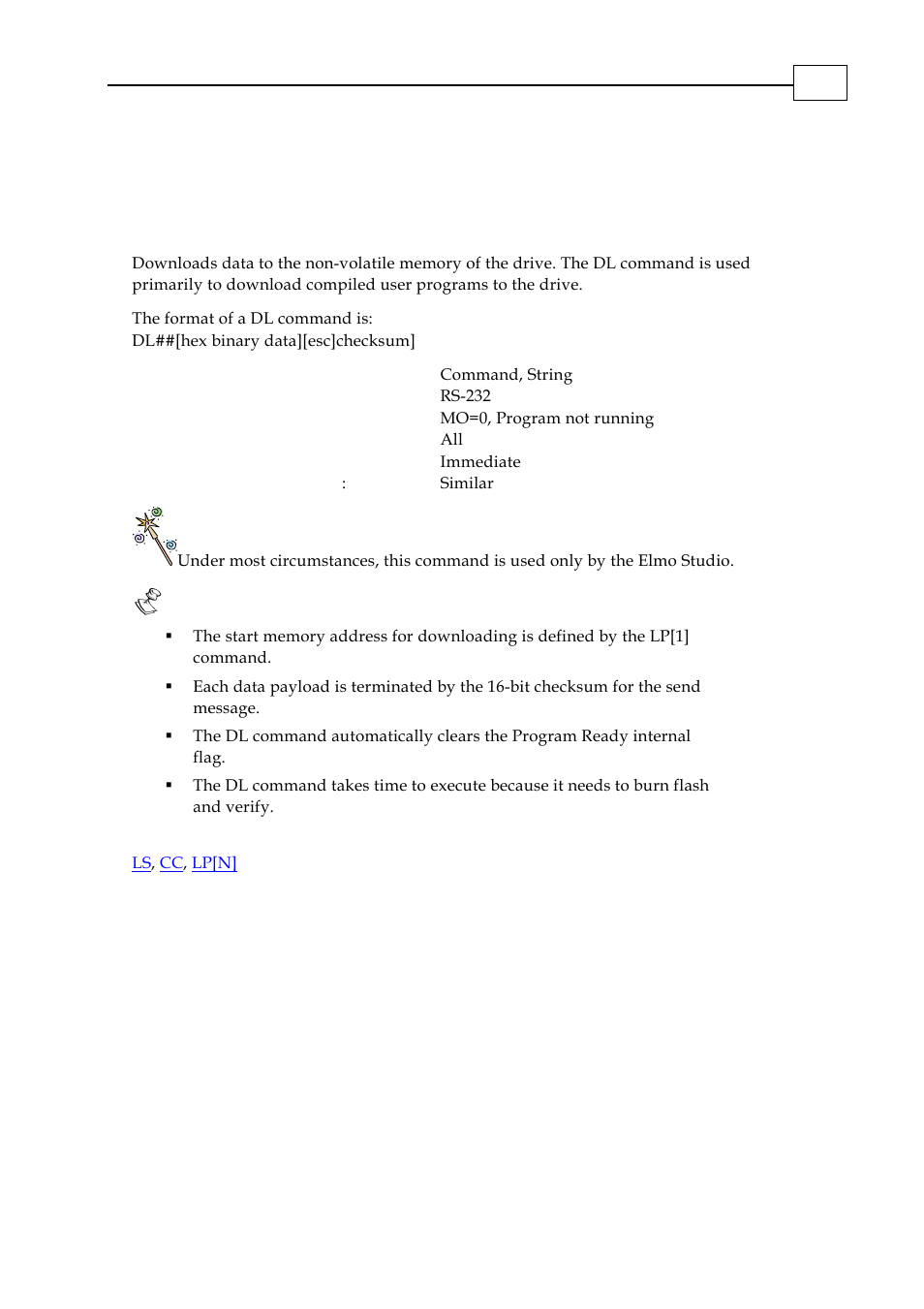 Dl - download program | ElmoMC SimplIQ Digital Servo Drives-Bell Command Reference User Manual | Page 49 / 315