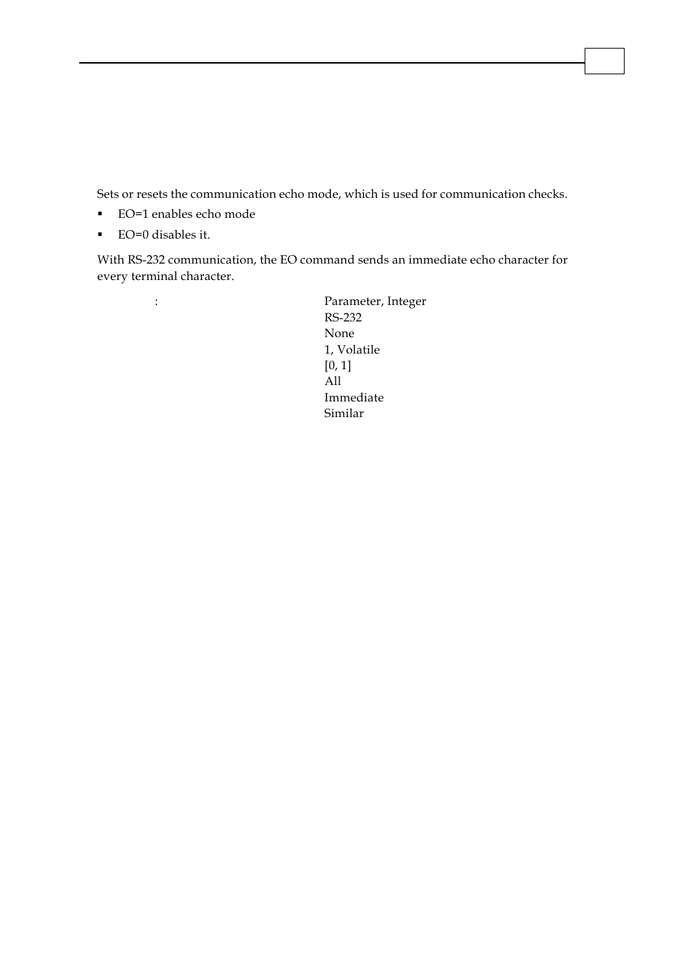 Eo - echo mode | ElmoMC SimplIQ Digital Servo Drives-Bell Command Reference User Manual | Page 68 / 315