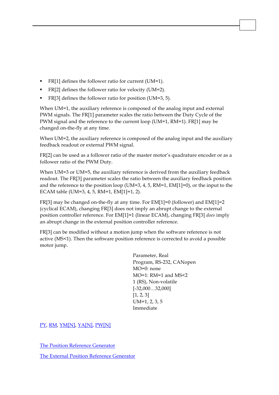 Fr[n] - follower ratio | ElmoMC SimplIQ Digital Servo Drives-Bell Command Reference User Manual | Page 72 / 315