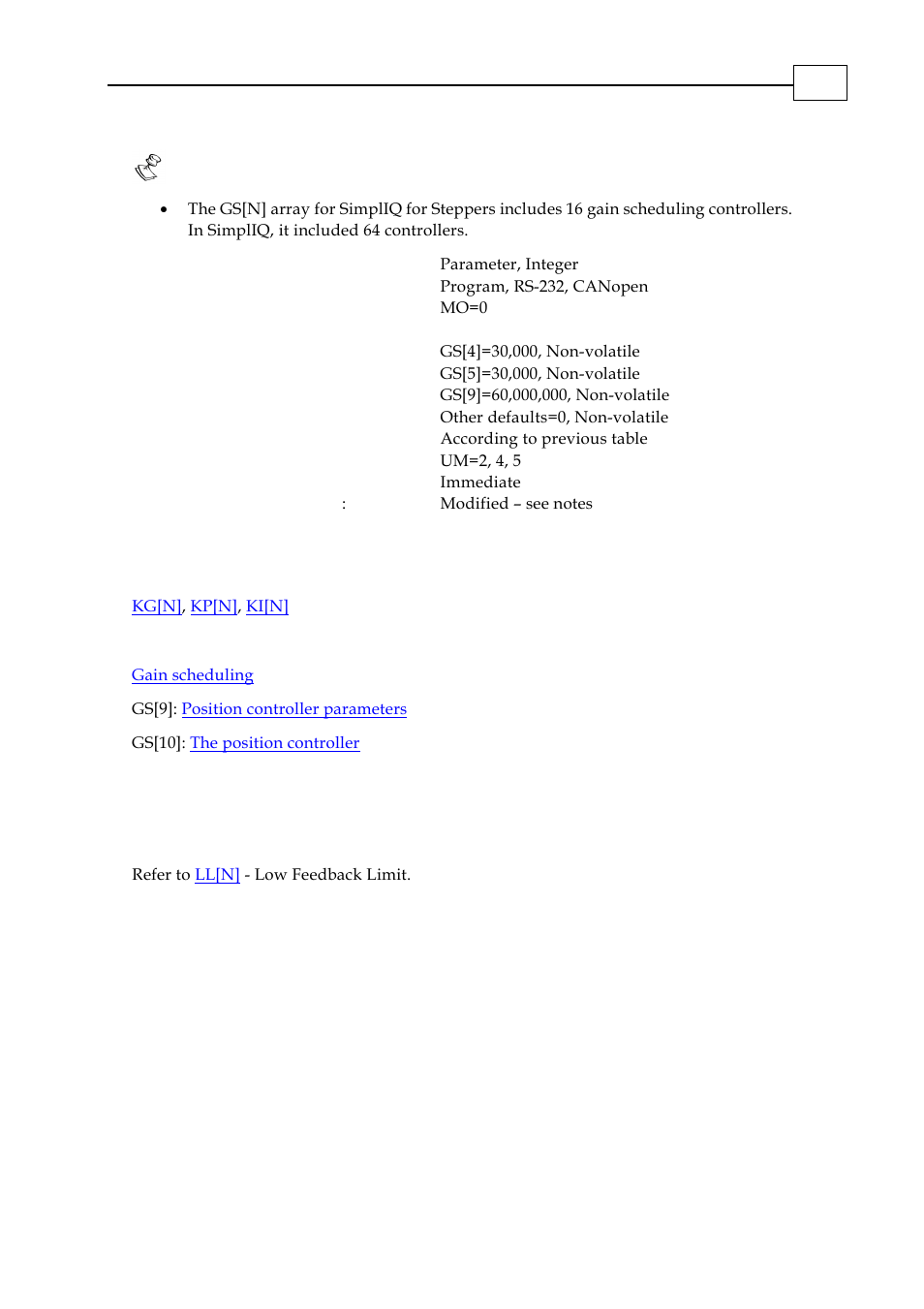 Hl[n] - over-speed limit and position range limit | ElmoMC SimplIQ Digital Servo Drives-Bell Command Reference User Manual | Page 74 / 315