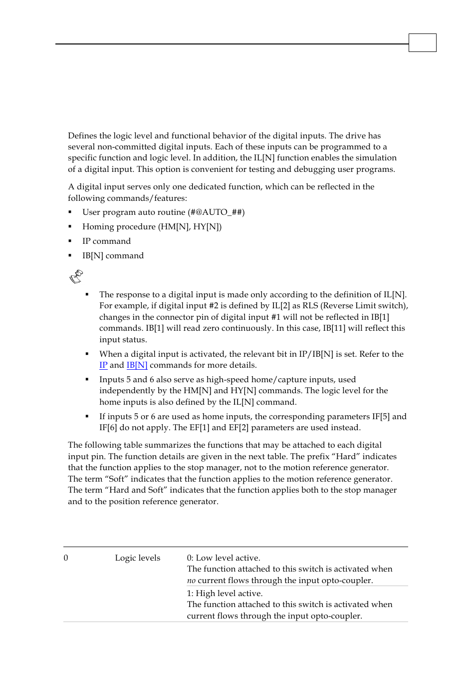 Il[n] - input logic | ElmoMC SimplIQ Digital Servo Drives-Bell Command Reference User Manual | Page 87 / 315