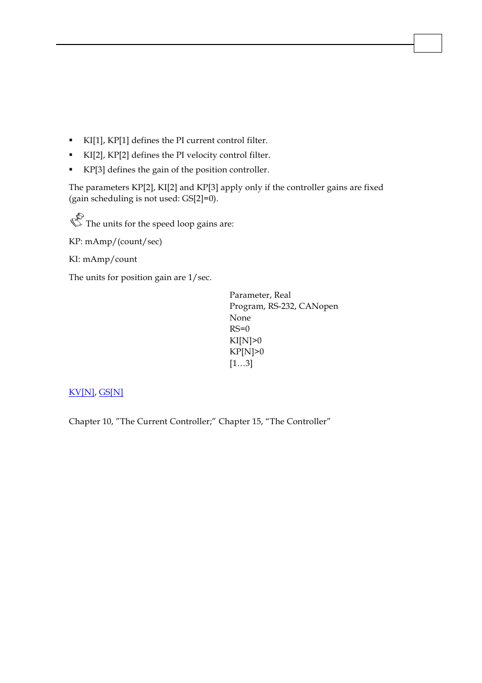 Ki[n], kp[n] - pi parameters, Simpliq for steppers | ElmoMC SimplIQ Digital Servo Drives-Bell Command Reference User Manual | Page 98 / 315