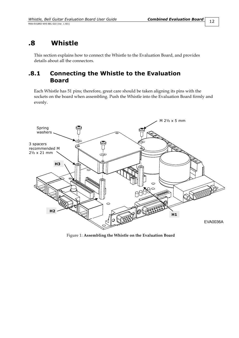 8 whistle, 1 connecting the whistle to the evaluation board, Whistle | Connecting the whistle to the evaluation board | ElmoMC SimplIQ Digital Servo Drives-Guitar Evaluation Board User Guide User Manual | Page 12 / 93