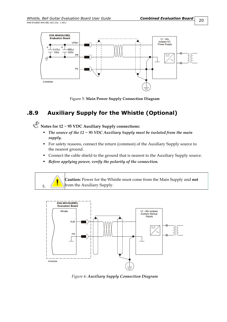 9 auxiliary supply for the whistle (optional), Auxiliary supply for the whistle (optional) | ElmoMC SimplIQ Digital Servo Drives-Guitar Evaluation Board User Guide User Manual | Page 20 / 93