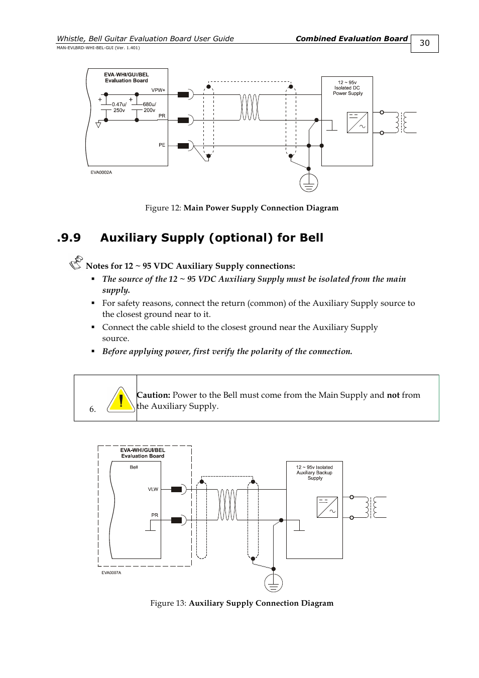 9 auxiliary supply (optional) for bell, Auxiliary supply (optional) for bell | ElmoMC SimplIQ Digital Servo Drives-Guitar Evaluation Board User Guide User Manual | Page 30 / 93