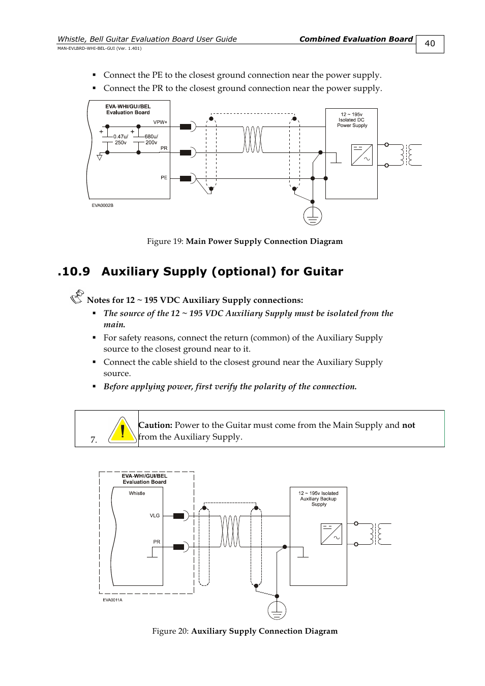 9 auxiliary supply (optional) for guitar, Auxiliary supply (optional) for guitar | ElmoMC SimplIQ Digital Servo Drives-Guitar Evaluation Board User Guide User Manual | Page 40 / 93