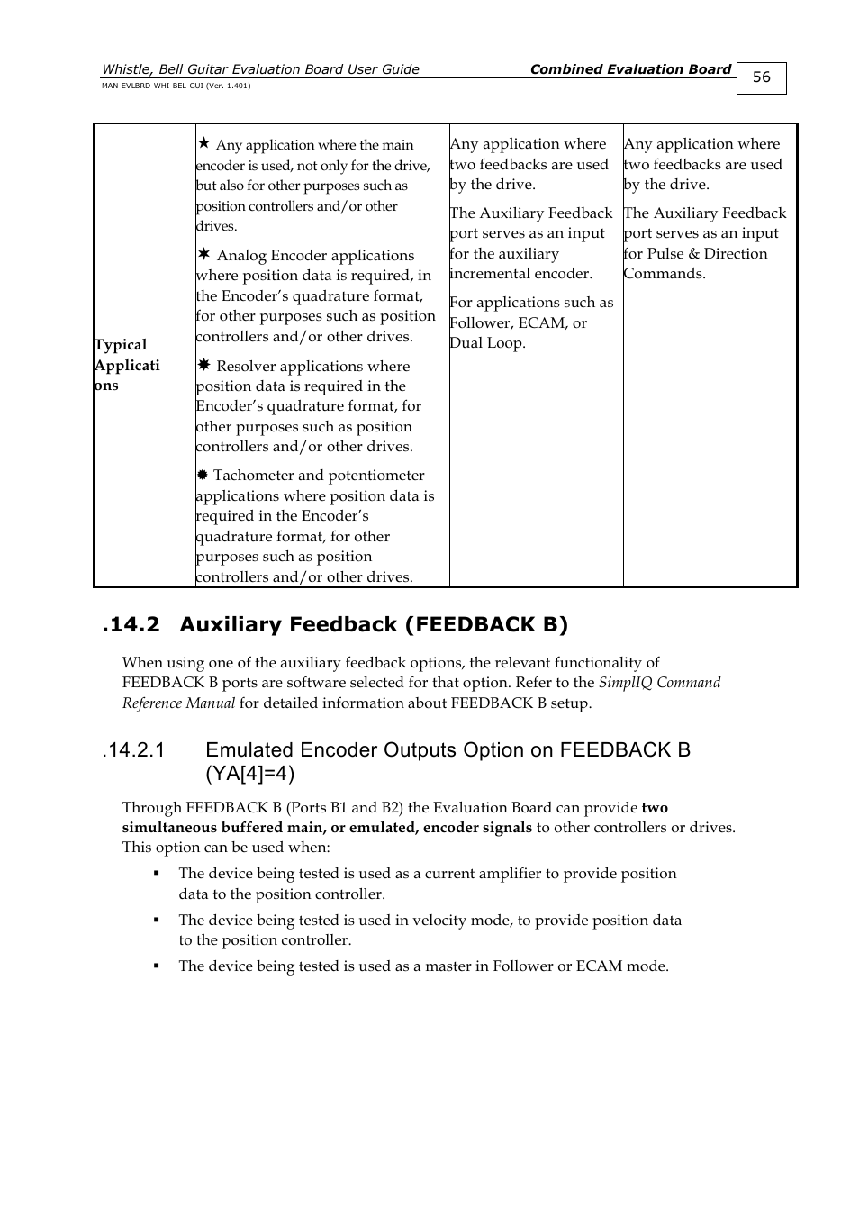 2 auxiliary feedback (feedback b), Auxiliary feedback (feedback b) | ElmoMC SimplIQ Digital Servo Drives-Guitar Evaluation Board User Guide User Manual | Page 56 / 93