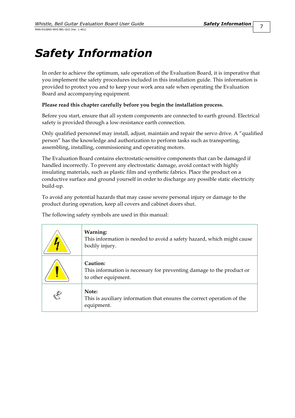 Safety information | ElmoMC SimplIQ Digital Servo Drives-Guitar Evaluation Board User Guide User Manual | Page 7 / 93