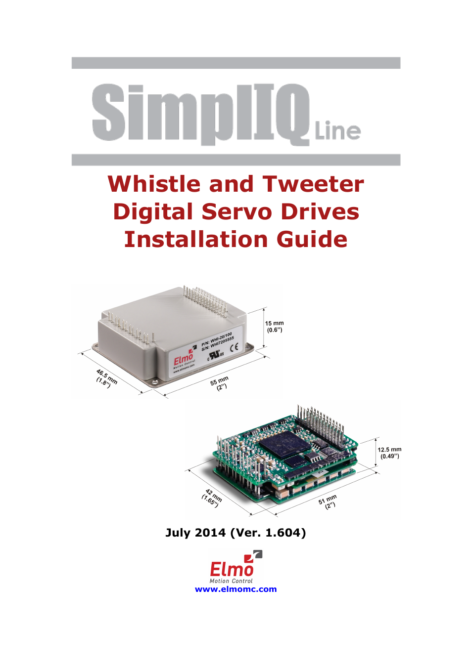 ElmoMC SimplIQ Digital Servo Drives-Whistle Installation Guide User Manual | 71 pages