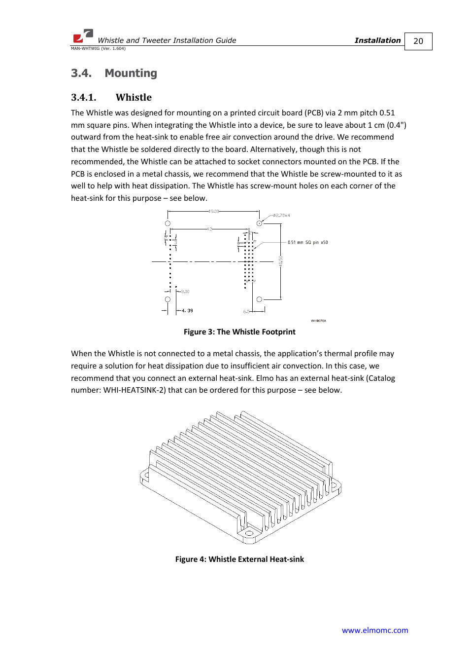 Mounting, Whistle | ElmoMC SimplIQ Digital Servo Drives-Whistle Installation Guide User Manual | Page 20 / 71