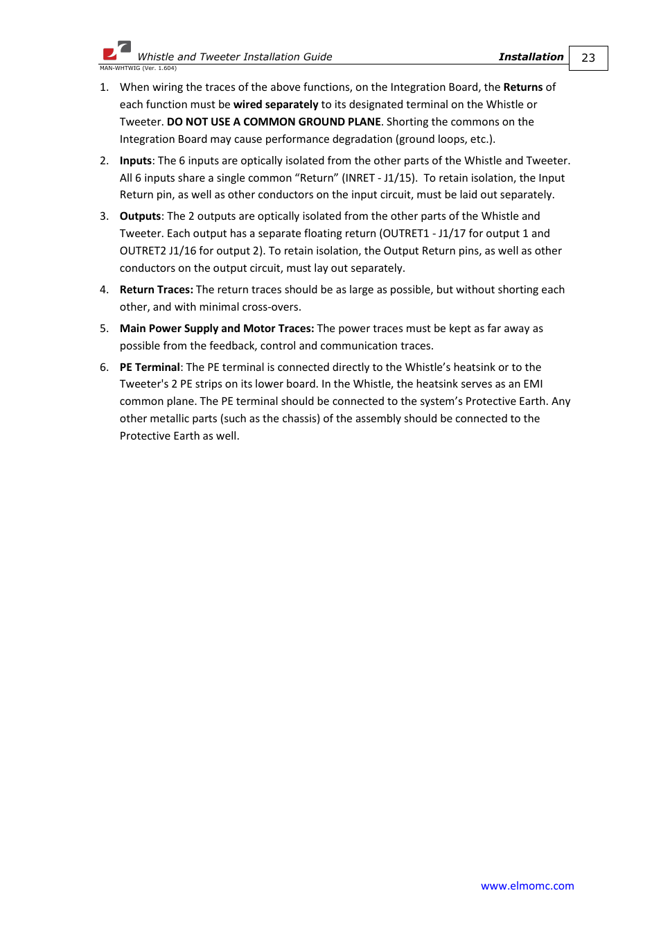 ElmoMC SimplIQ Digital Servo Drives-Whistle Installation Guide User Manual | Page 23 / 71