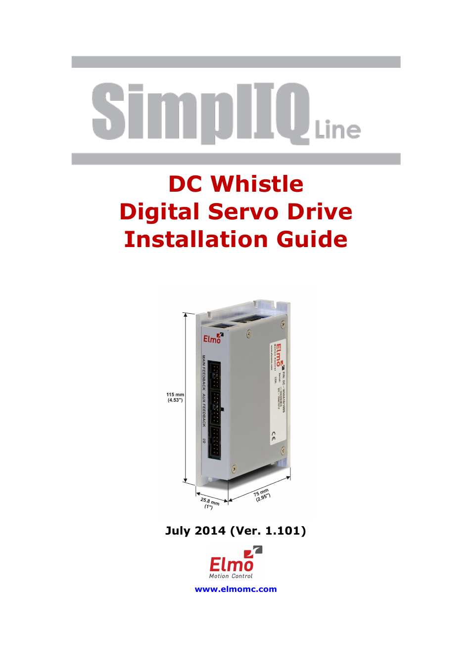ElmoMC SimplIQ Digital Servo Drives-Whistle DC Installation Guide User Manual | 75 pages