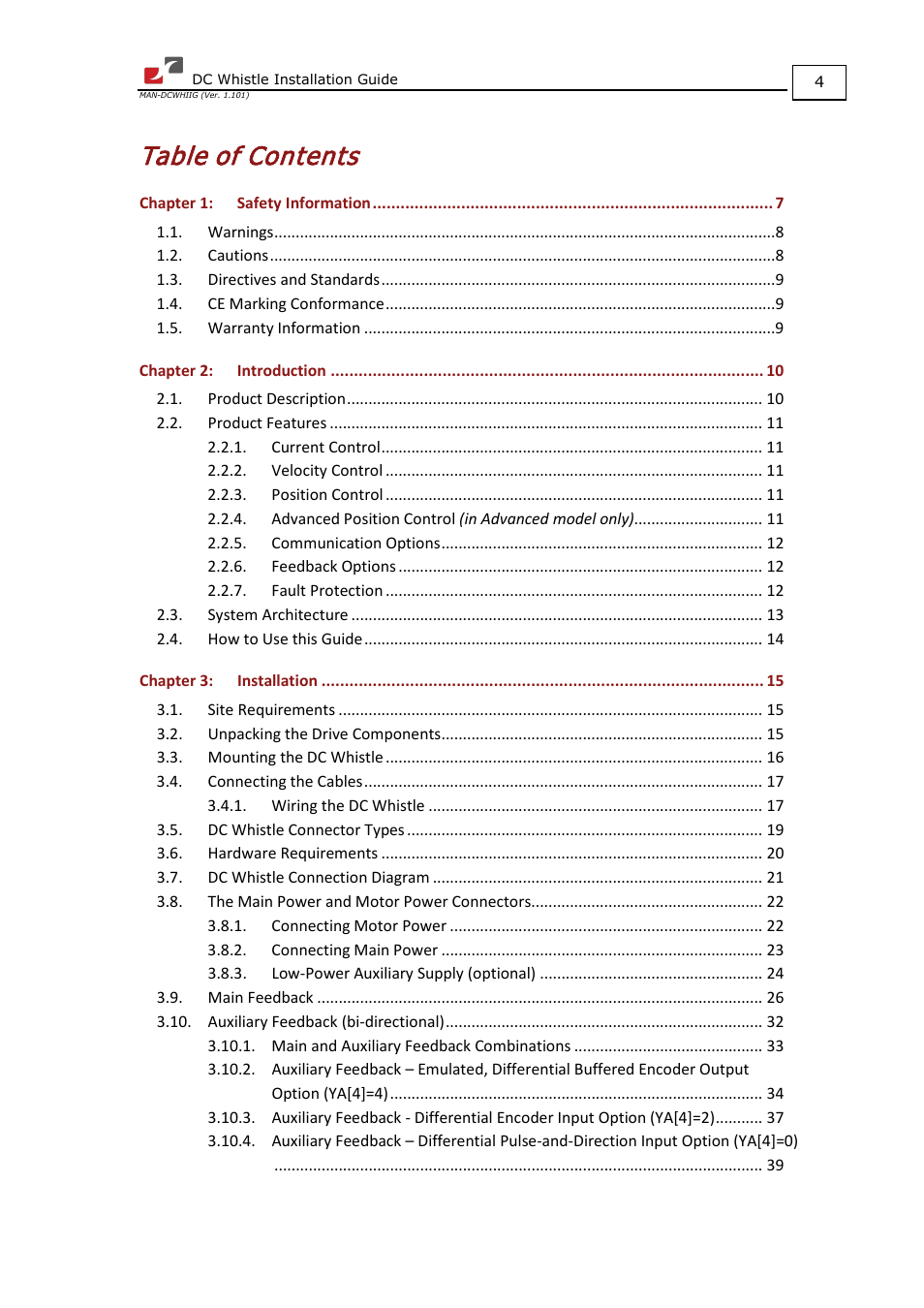 ElmoMC SimplIQ Digital Servo Drives-Whistle DC Installation Guide User Manual | Page 4 / 75