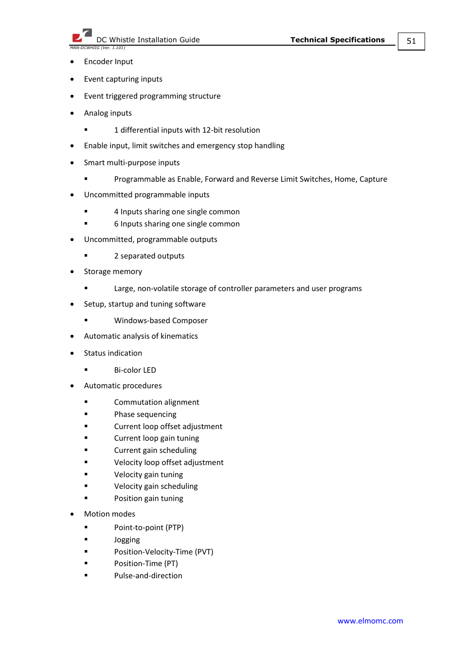 ElmoMC SimplIQ Digital Servo Drives-Whistle DC Installation Guide User Manual | Page 51 / 75